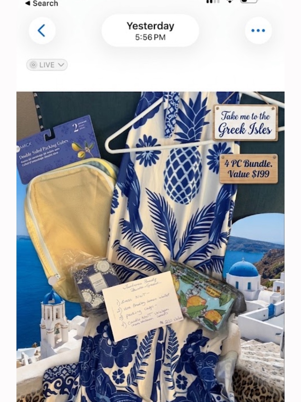 Take me to the Greek isle!!! Dress Vera wallet packing cube candle nwt